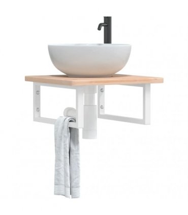 vidaXL Basin Shelf Wall Mounted Steel and Solid Wood Oak
