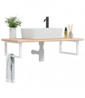 vidaXL Basin Shelf Wall Mounted Steel and Solid Wood Oak