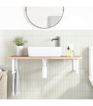 vidaXL Basin Shelf Wall Mounted Steel and Solid Wood Oak