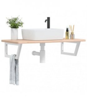 vidaXL Basin Shelf Wall Mounted Steel and Solid Wood Oak