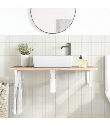 vidaXL Basin Shelf Wall Mounted Steel and Solid Wood Oak