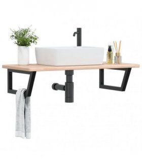 vidaXL Basin Shelf Wall Mounted Steel and Solid Wood Oak