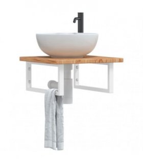 vidaXL Basin Shelf Wall Mounted Steel and Solid Wood Oak