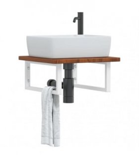 vidaXL Basin Shelf Wall Mounted Steel and Solid Wood Oak