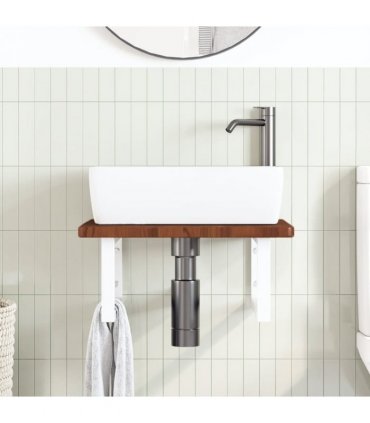 vidaXL Basin Shelf Wall Mounted Steel and Solid Wood Oak