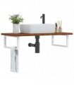 vidaXL Basin Shelf Wall Mounted Steel and Solid Wood Oak