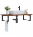vidaXL Basin Shelf Wall Mounted Steel and Solid Wood Oak