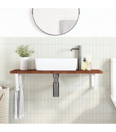 vidaXL Basin Shelf Wall Mounted Steel and Solid Wood Oak