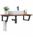 vidaXL Basin Shelf Wall Mounted Steel and Solid Wood Oak