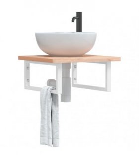 vidaXL Basin Shelf Wall Mounted Steel and Solid Wood Beech