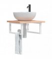vidaXL Basin Shelf Wall Mounted Steel and Solid Wood Beech