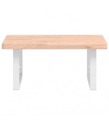vidaXL Basin Shelf Wall Mounted Steel and Solid Wood Beech