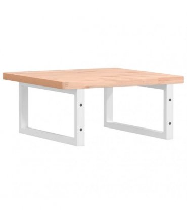 vidaXL Basin Shelf Wall Mounted Steel and Solid Wood Beech