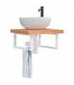 vidaXL Basin Shelf Wall Mounted Steel and Solid Wood Beech