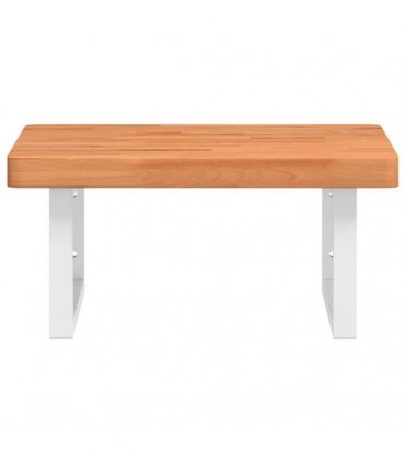 vidaXL Basin Shelf Wall Mounted Steel and Solid Wood Beech