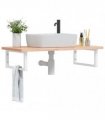 vidaXL Basin Shelf Wall Mounted Steel and Solid Wood Beech