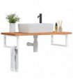 vidaXL Basin Shelf Wall Mounted Steel and Solid Wood Beech