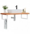 vidaXL Basin Shelf Wall Mounted Steel and Solid Wood Beech