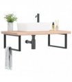 vidaXL Basin Shelf Wall Mounted Steel and Solid Wood Oak