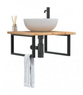 vidaXL Basin Shelf Wall Mounted Steel and Solid Wood Oak