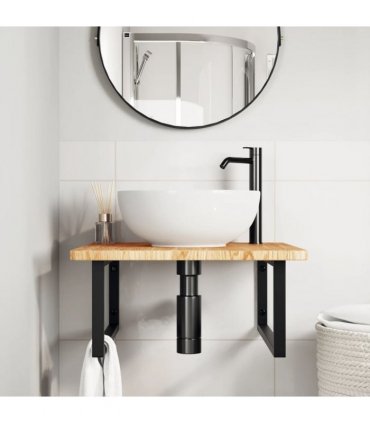vidaXL Basin Shelf Wall Mounted Steel and Solid Wood Oak