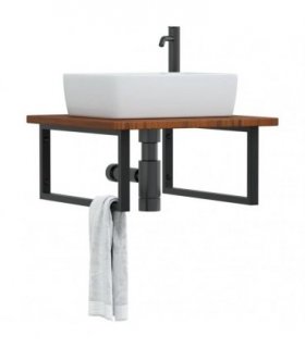 vidaXL Basin Shelf Wall Mounted Steel and Solid Wood Oak