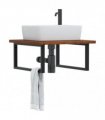 vidaXL Basin Shelf Wall Mounted Steel and Solid Wood Oak