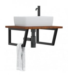 vidaXL Basin Shelf Wall Mounted Steel and Solid Wood Oak