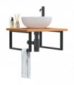 vidaXL Basin Shelf Wall Mounted Steel and Solid Wood Beech