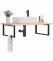 vidaXL Basin Shelf Wall Mounted Steel and Solid Wood Beech