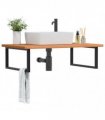 vidaXL Basin Shelf Wall Mounted Steel and Solid Wood Beech
