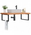 vidaXL Basin Shelf Wall Mounted Steel and Solid Wood Beech