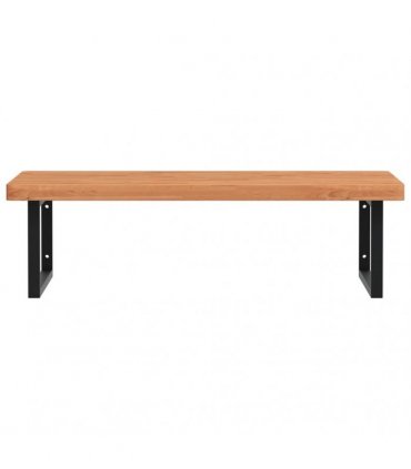 vidaXL Basin Shelf Wall Mounted Steel and Solid Wood Beech