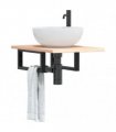 vidaXL Basin Shelf Wall Mounted Steel and Solid Wood Oak