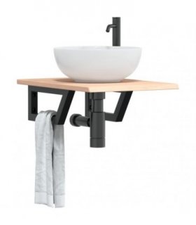 vidaXL Basin Shelf Wall Mounted Steel and Solid Wood Oak