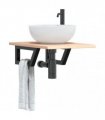 vidaXL Basin Shelf Wall Mounted Steel and Solid Wood Oak