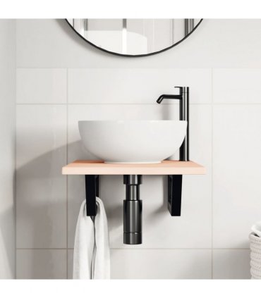 vidaXL Basin Shelf Wall Mounted Steel and Solid Wood Oak