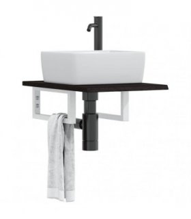 vidaXL Basin Shelf Wall Mounted Steel and Solid Wood Oak