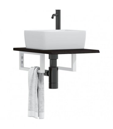 vidaXL Basin Shelf Wall Mounted Steel and Solid Wood Oak