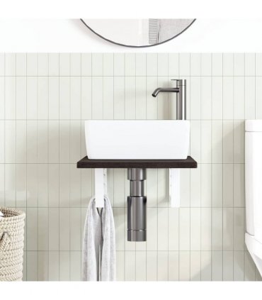 vidaXL Basin Shelf Wall Mounted Steel and Solid Wood Oak