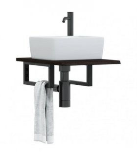 vidaXL Basin Shelf Wall Mounted Steel and Solid Wood Oak