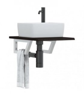 vidaXL Basin Shelf Wall Mounted Steel and Solid Wood Oak