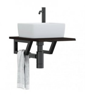 vidaXL Basin Shelf Wall Mounted Steel and Solid Wood Oak
