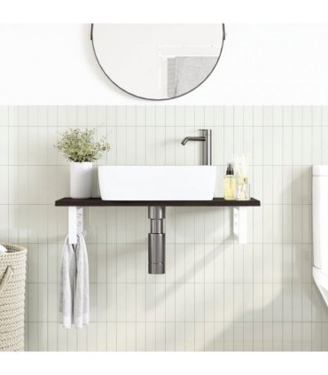 vidaXL Basin Shelf Wall Mounted Steel and Solid Wood Oak