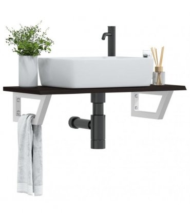 vidaXL Basin Shelf Wall Mounted Steel and Solid Wood Oak