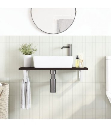 vidaXL Basin Shelf Wall Mounted Steel and Solid Wood Oak