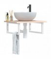vidaXL Basin Shelf Wall Mounted Steel and Solid Wood Oak