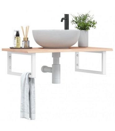 vidaXL Basin Shelf Wall Mounted Steel and Solid Wood Oak