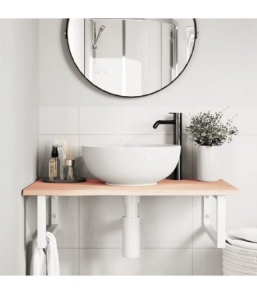 vidaXL Basin Shelf Wall Mounted Steel and Solid Wood Oak