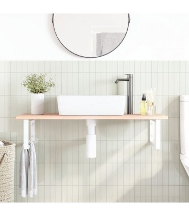 vidaXL Basin Shelf Wall Mounted Steel and Solid Wood Oak